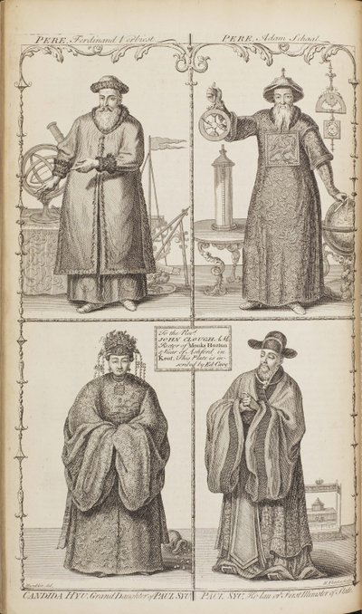 Portraits de Ferdinand Verbiest, Adam Schall, Candida Xu et Xu Guangqi - Jean Baptiste Du Halde
