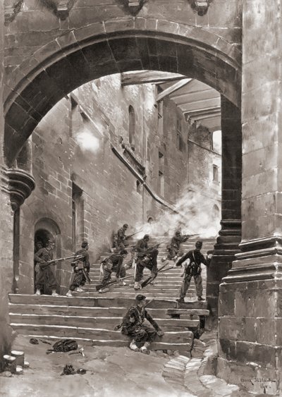 Soldats français au combat, Guerre franco-prussienne - Jean Baptiste Edouard (after) Detaille