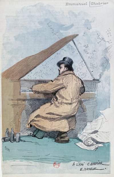 Gravure en couleur du compositeur français Emmanuel Chabrier - Jean Baptiste Edouard Detaille