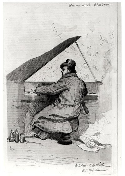 Alexis Emmanuel Chabrier (1841-94) au piano, gravé par Florian - Jean Baptiste Edouard after Detaille