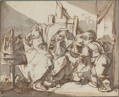 Une femme fatiguée avec deux enfants - Jean Baptiste Greuze