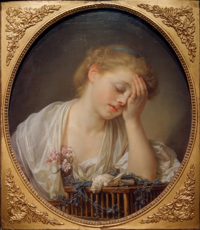 La jeune fille pleurant son oiseau mort - Jean Baptiste Greuze