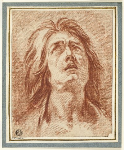 Détresse : Tête de femme regardant vers le haut - Jean Baptiste Greuze