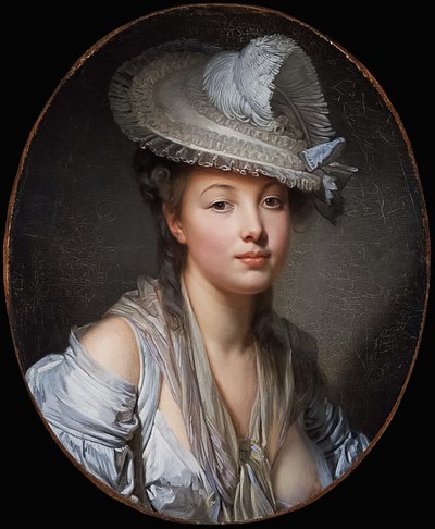 French: Le Chapeau blanc The White Hat - Jean Baptiste Greuze