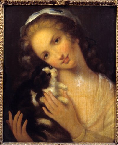 La simplicité Une jeune fille et son kiton - Jean Baptiste Greuze