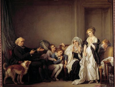 Le curé et la jeune veuve. Peinture de Jean Baptiste Greuze (1725-1805) 18ème siècle - Jean Baptiste Greuze