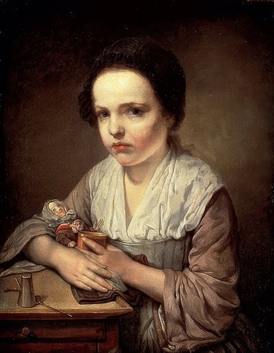 Fille avec poupée. Années 1750 - Jean Baptiste Greuze