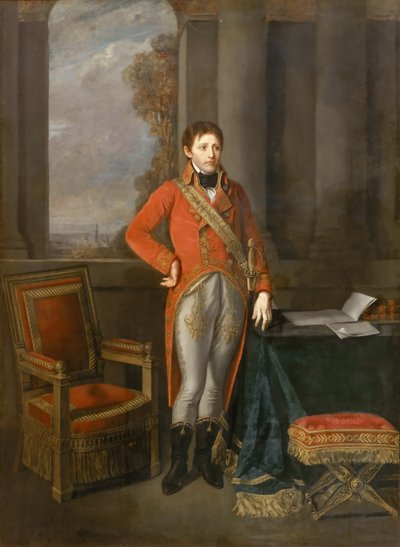 Napoléon Bonaparte en Premier Consul devant une vue d