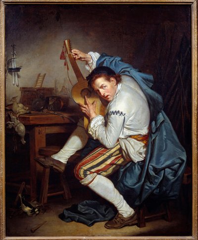 Le guitariste, ou un oiseau qui, de retour de la chasse, accorde sa guitare - Jean Baptiste Greuze