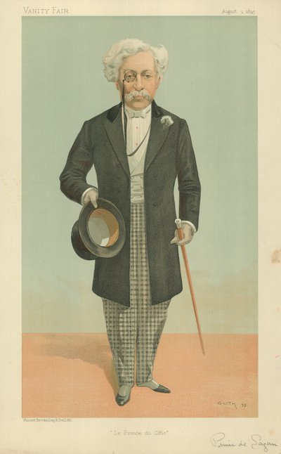 Le Prince de Sagan, Le Prince du Chic, 1er août 1895, caricature de Vanity Fair - Jean Baptiste Guth