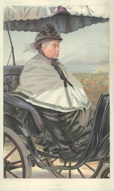 Reine Victoria, A Cimiez, promenade matinale, 17 juin 1897, caricature de Vanity Fair - Jean Baptiste Guth
