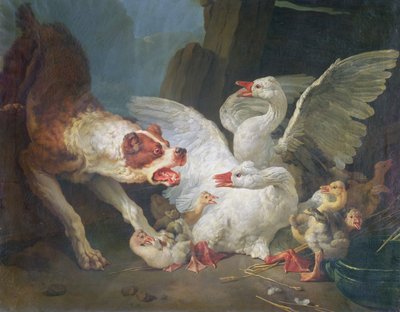Un chien attaquant des oies, 1769 - Jean Baptiste Huet