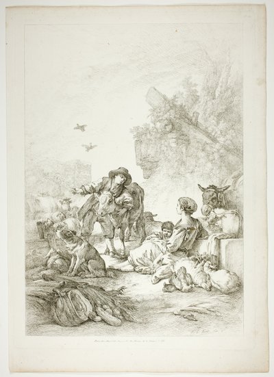 Planche Onze de 38 de Oeuvres de J. B. Huet - Jean Baptiste Huet