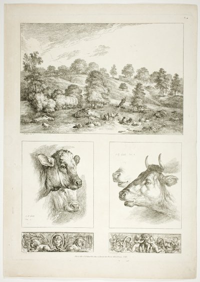 Planche quatre de 38 de Oeuvres de J. B. Huet - Jean Baptiste Huet