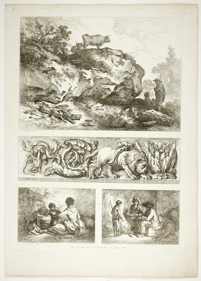 Planche neuf de 38 de Oeuvres de J. B. Huet - Jean Baptiste Huet
