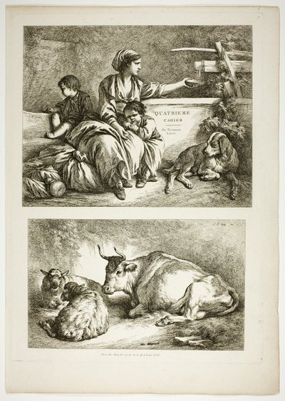 Planche dix-neuf de 38 des Œuvres de J. B. Huet - Jean Baptiste Huet