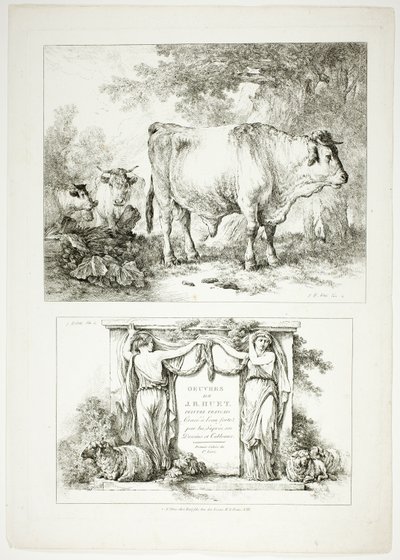 Planche Une de 38 des Œuvres de J. B. Huet - Jean Baptiste Huet