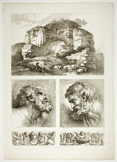 Planche dix de 38 de Oeuvres de J. B. Huet - Jean Baptiste Huet
