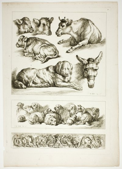 Planche Vingt de 38 des Œuvres de J. B. Huet - Jean Baptiste Huet