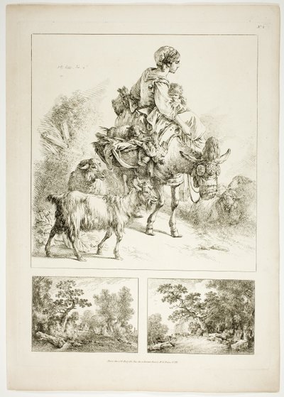 Planche Deux de 38 de Oeuvres de J. B. Huet - Jean Baptiste Huet