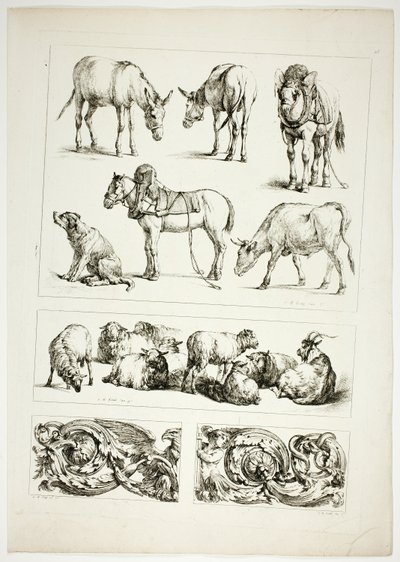 Planche quinze de 38 de Oeuvres de J. B. Huet - Jean Baptiste Huet