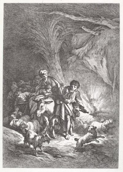 La fuite en Égypte - Jean Baptiste Huet