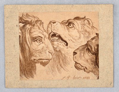Trois têtes de lion - Jean Baptiste Huet