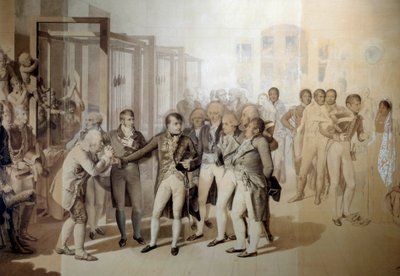 Napoléon Bonaparte visitant la fabrique de velours des frères Sevene à Rouen - Jean Baptiste Isabey