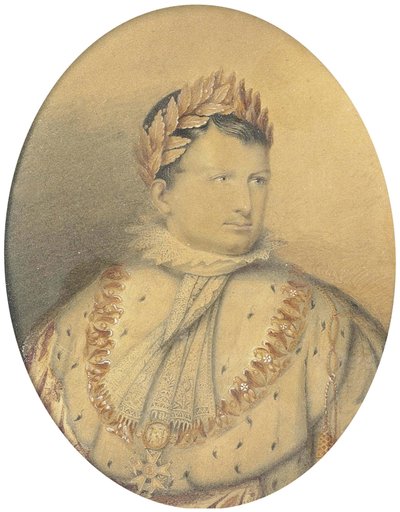 Portrait de Napoléon. Crayon et aquarelle, 14 x 10,5 cm (ovale) - Jean Baptiste Isabey