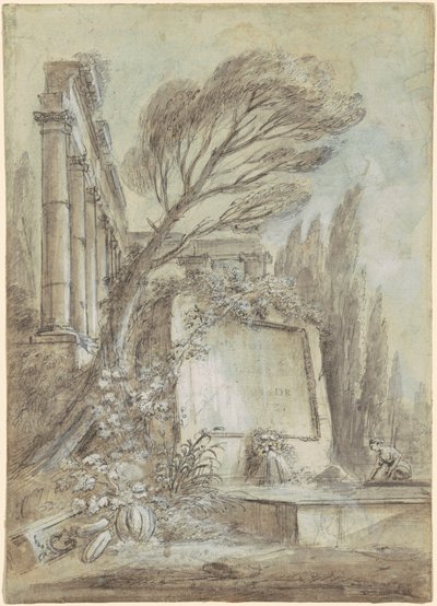Fantaisie Architecturale de Ruines Romaines avec une Plaque d