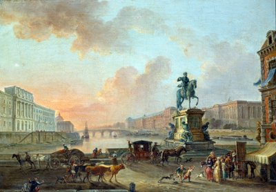 Vue de la Monnaie, du Pont Royal et du Louvre depuis le Pont Neuf vers 1775 - Jean Baptiste Lallemand