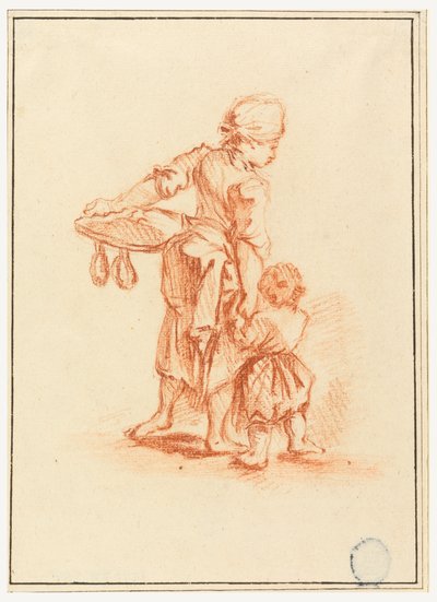 Une femme menant un enfant - Jean Baptiste Le Prince