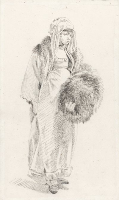 Femme russe avec un manchon en fourrure, entre 1758 et 1761 - Jean Baptiste Le Prince