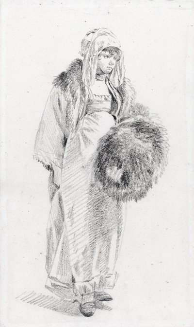 Femme russe avec un manchon en fourrure - Jean Baptiste Le Prince