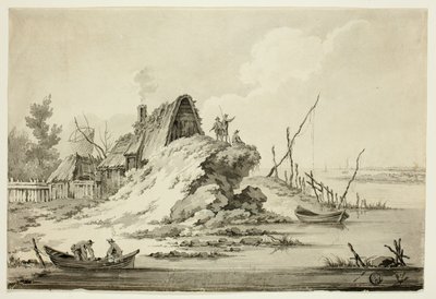 Scène rustique en bord de mer - Jean Baptiste Le Prince