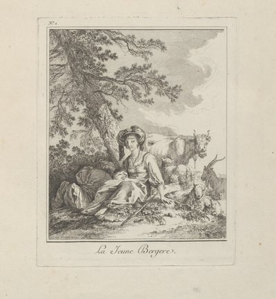 La Jeune Bergère, planche deux de Divers Habillements des Peuples du Nord - Jean Baptiste Le Prince