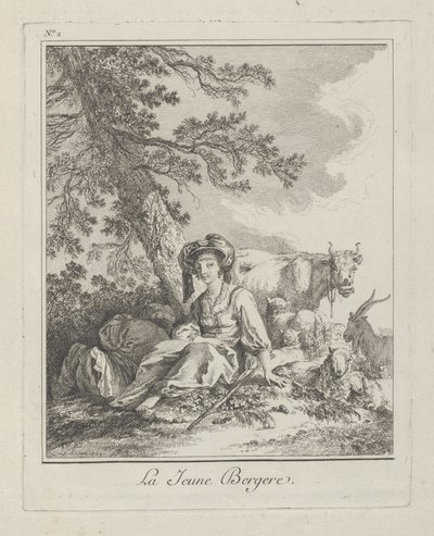 La Jeune Bergère, planche deux de Divers Habillements des Peuples du Nord, 1765 - Jean Baptiste Le Prince