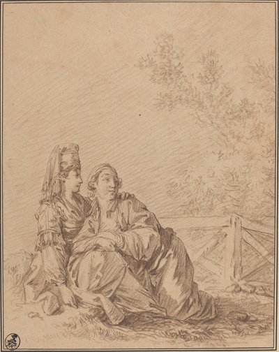 Deux Russes assis dans un paysage - Jean Baptiste Le Prince