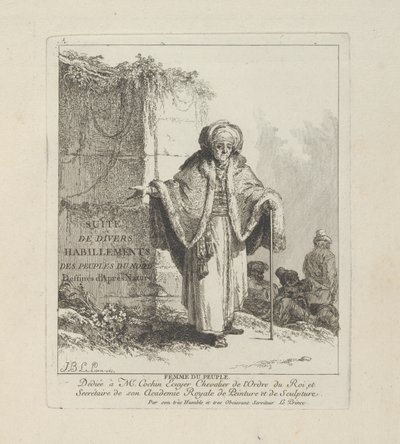 Femme du peuple, planche une de Divers Habillements des Peuples du Nord - Jean Baptiste Le Prince