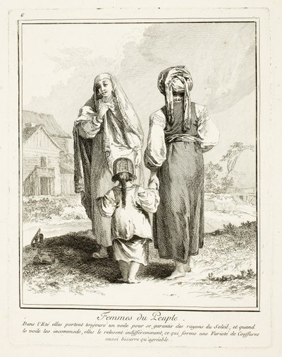 Femmes du Peuple, planche six de Divers Habillements des Peuples du Nord - Jean Baptiste Le Prince