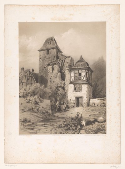Village de montagne avec groupe de figures - Jean Baptiste Louis Hubert