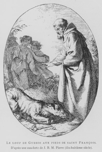 Le Loup de Gubbio aux pieds de Saint François d