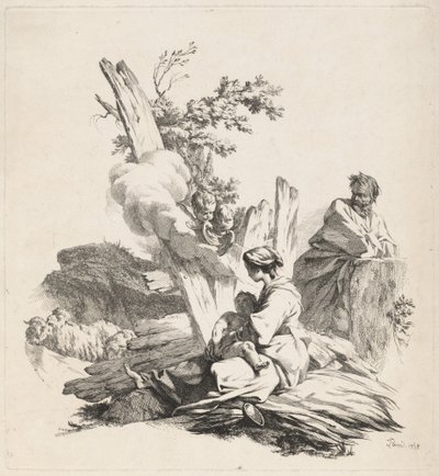 Repos pendant la fuite en Égypte - Jean Baptiste Marie Pierre