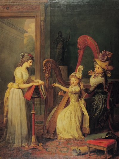 Leçon de harpe donnée par Madame de Genlis à Mademoiselle d