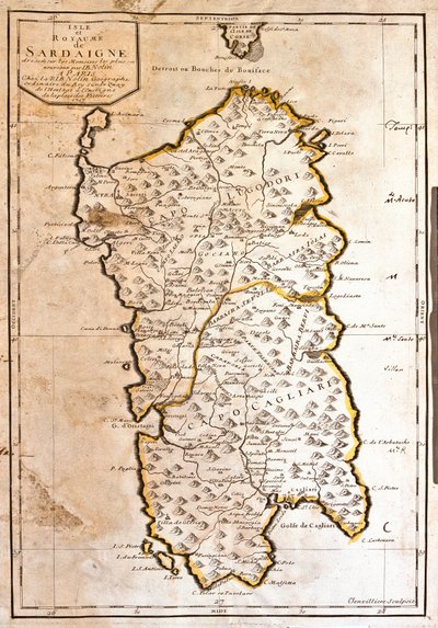 Carte du Royaume de Sardaigne (Italie) (gravure) - Jean Baptiste Nolin