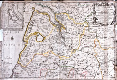 Carte de la région autour de Bordeaux (France) - Jean Baptiste Nolin