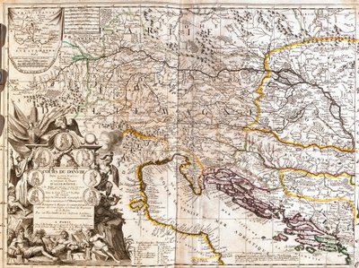 Carte du cours du Danube en Allemagne - Jean Baptiste Nolin
