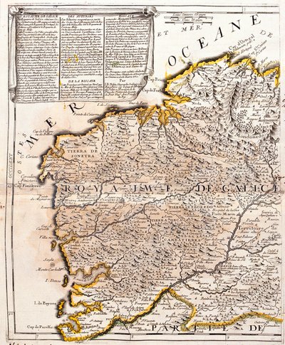Carte du royaume de Galice (Espagne) - Jean Baptiste Nolin