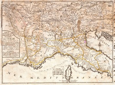 Carte des routes menant aux principales villes italiennes depuis toute l