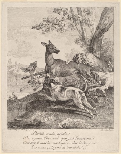 Un cerf attaqué par des chiens - Jean Baptiste Oudry